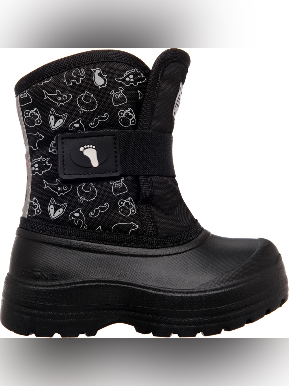Stonz Scout Kids Snow Boots with Black with pattern and Velcro Strap